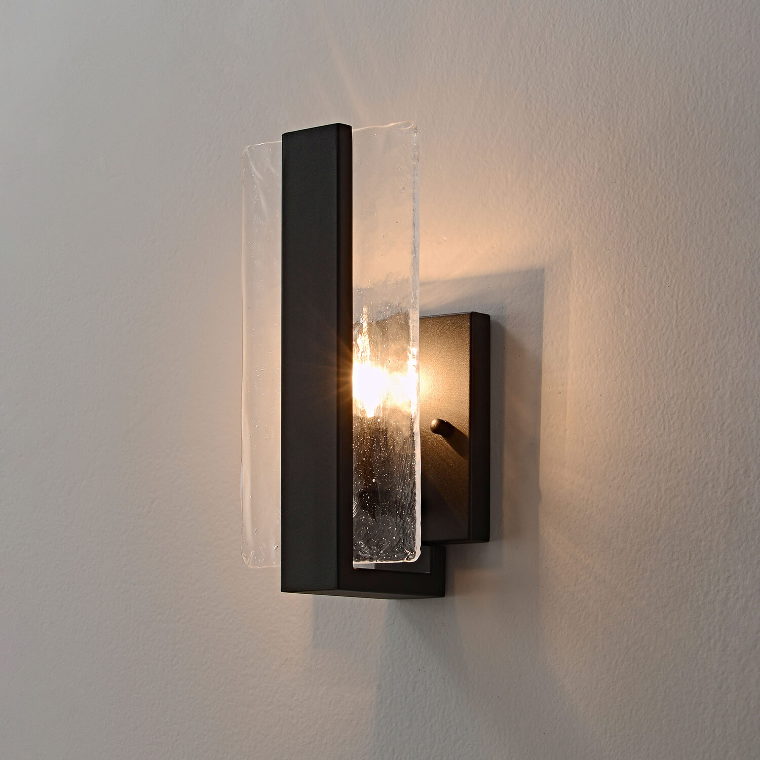 Mia Single Light Matte Black Clear Glass Panel Wall Sconce LJ-9148-UVER