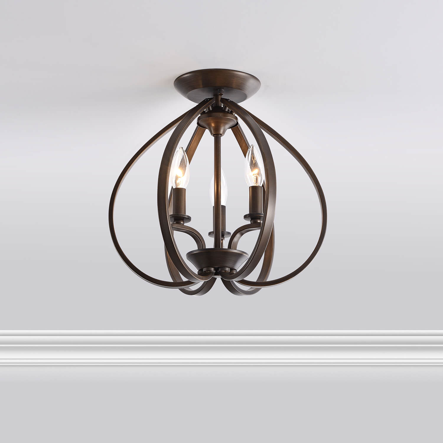 Mabel 3-light Contemporary Flush Mount Chandelier - Bronze LJ-9316-PYW