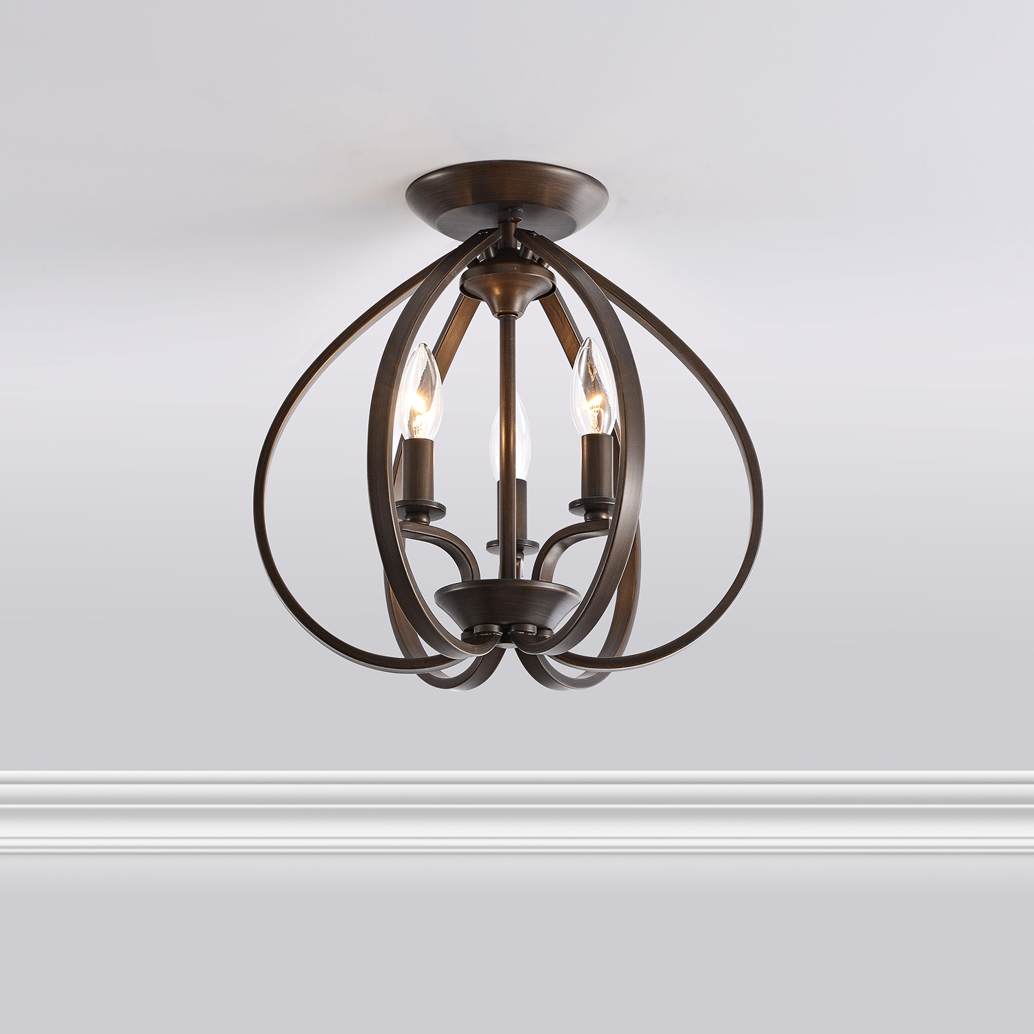 Mabel 3-light Contemporary Flush Mount Chandelier - Bronze LJ-9316-PYW