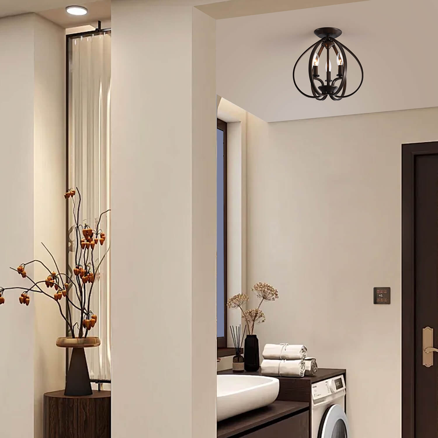 Mabel 3-light Contemporary Flush Mount Chandelier - Bronze LJ-9316-PYW