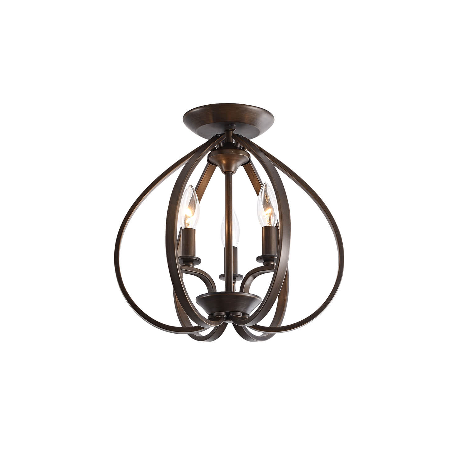 Mabel 3-light Contemporary Flush Mount Chandelier - Bronze LJ-9316-PYW