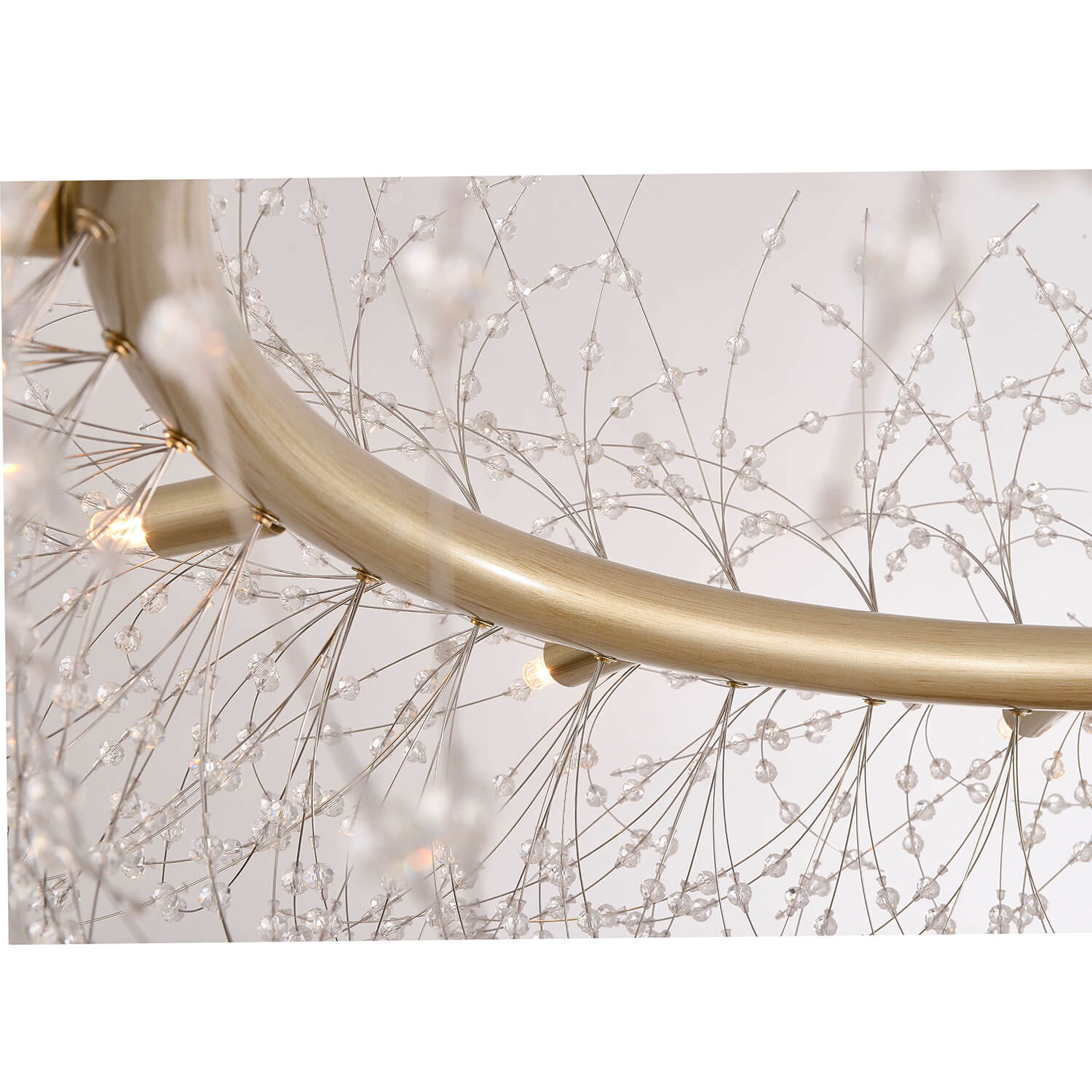 Liria 12-Light Brushed Silver-ish Champagne Beads Firework Chandelier LJ-9430-XJF