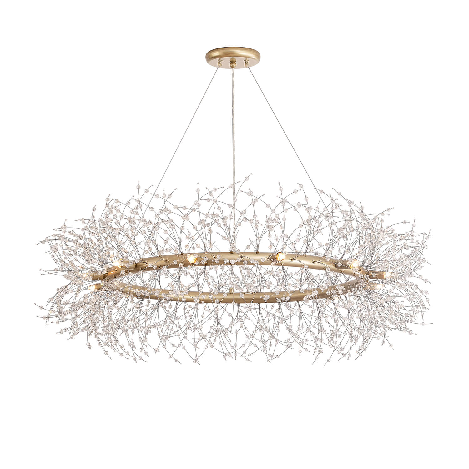 Liria 12-Light Brushed Silver-ish Champagne Beads Firework Chandelier LJ-9430-XJF