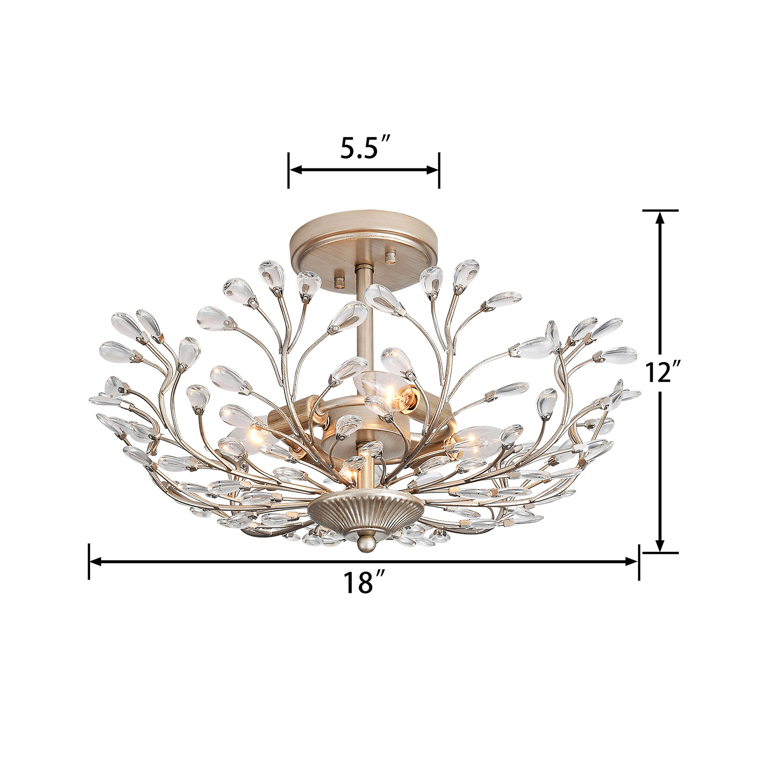 Flavia 4-light Crystal Beaded 9-Branch Semi-Flush Mount LJ-9661-ZZE