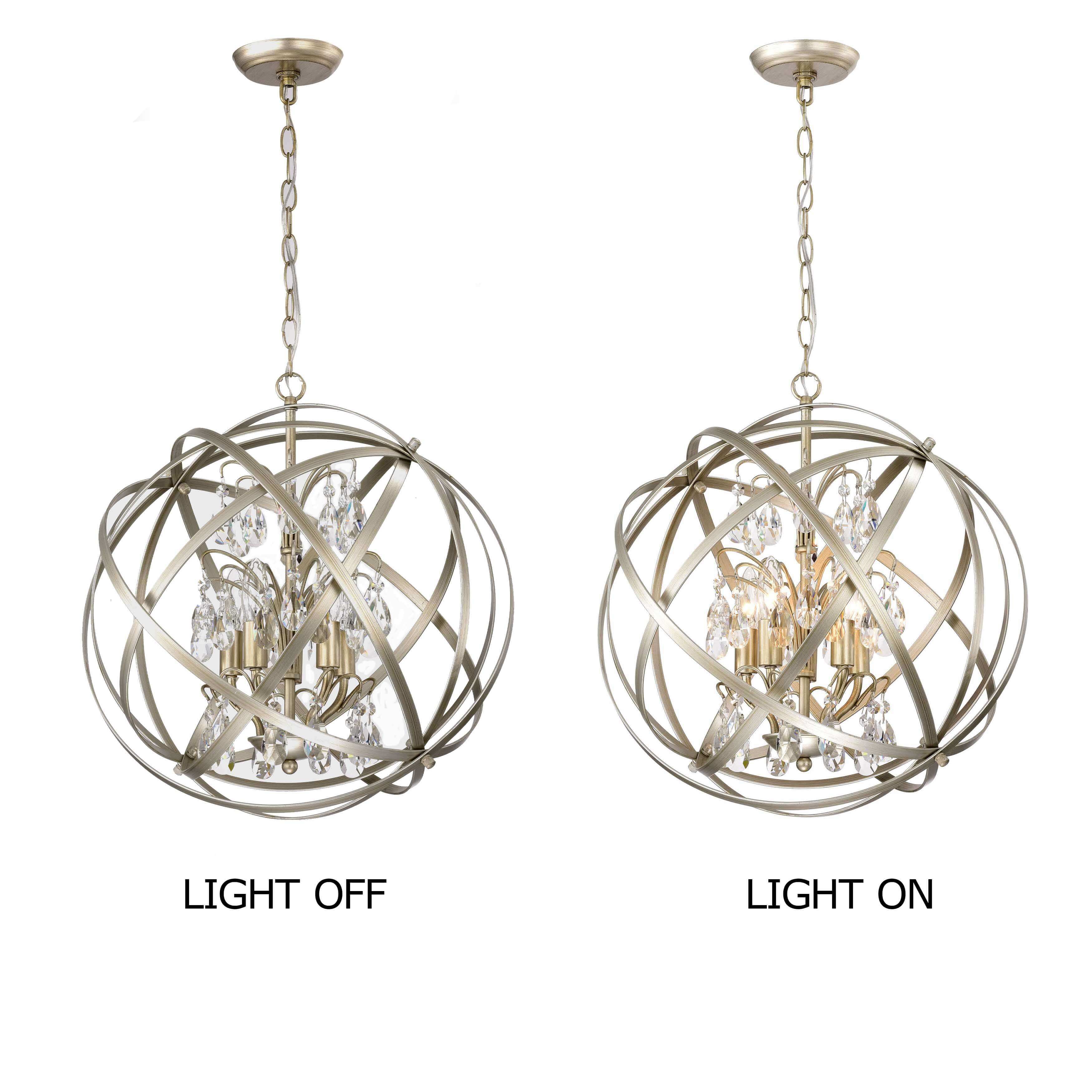 Benita Champagne Metal and Crystal Orb 5-light Chandelier LJ-9995-GHT